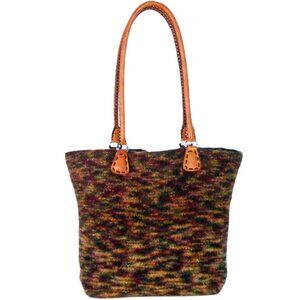 FELTED WOOL Handmade Brindled Autumn/Earth Tones Shopper Tote w/ Leather Handles